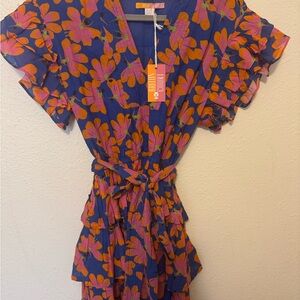 Britton Court Floral Ruffle Dress with Belt size L